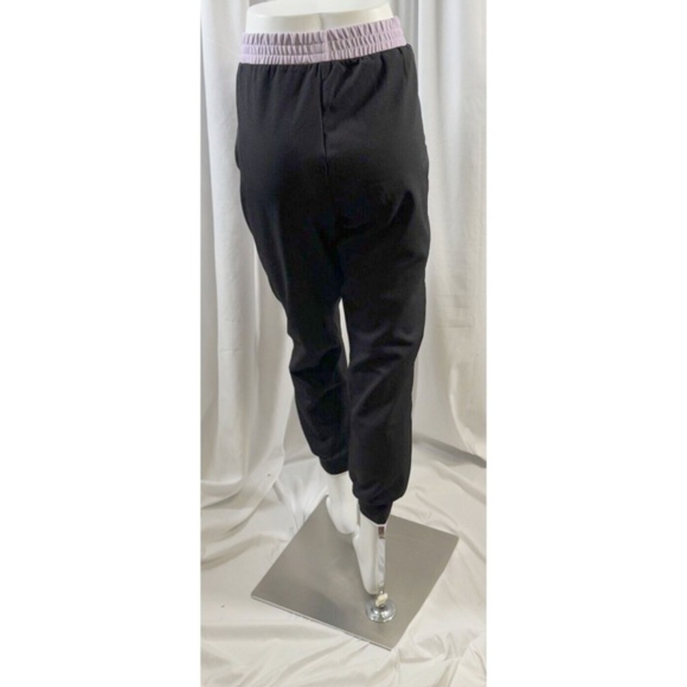 Zara Black Lilac Purple Side Stripe Jogger Pants Elastic Waist XL Preppy 74-01 - Picture 8 of 11